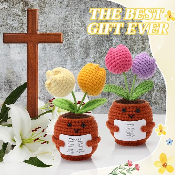 Christian Gifts for Women Handmade Crochet Flowers with Bible Verse Inspirationa - Picture 4 of 7